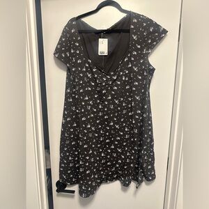 Floral Black T-Shirt Dress